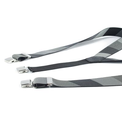 Gray hand-finished elastic braces (BR-BRUSSELS)