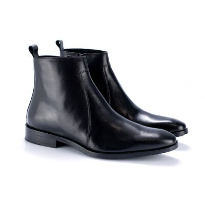 Combined black leather ankle boot (CROZZIP-NEGRO)