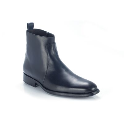 Smooth navy leather ankle boot (ELZIP-MARINO)