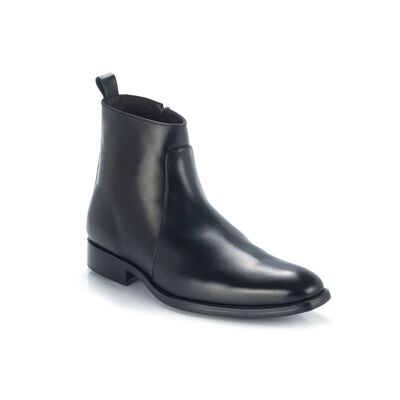 Stivaletto in pelle nera liscia (ELZIP-NEGRO)