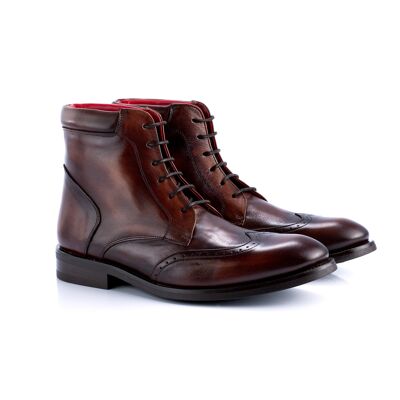 Cognac-colored hand-finished leather ankle boot (PRABOOT-COGNAC)