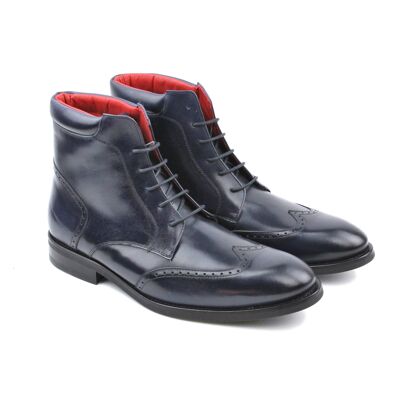 Navy hand-finished leather ankle boot (PRABOOT-MARINO)