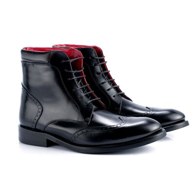 Black hand-finished leather ankle boot (PRABOOT-NEGRO)