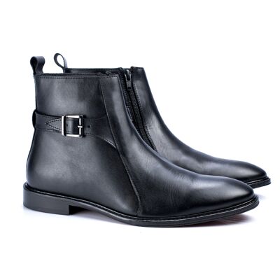 Leather ankle boot with a smoke-colored buckle (PREDEL-FUMO)