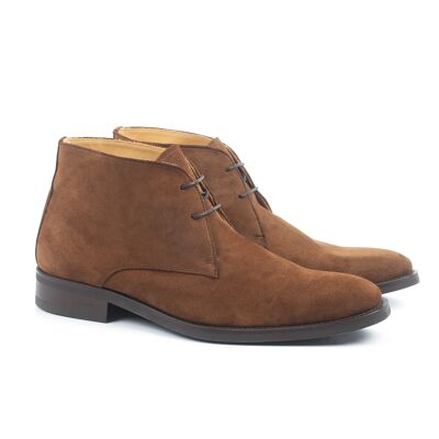 Cognacfarbene Stiefelette aus glattem Wildleder (SAPERE-COGNAC)