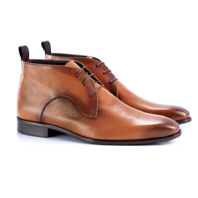 Mahogany-colored smooth leather ankle boot (VALENO-CAOBA)