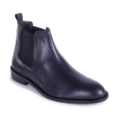 Bottines Chelsea en cuir noir avec élastique latéral (BEREL-NEGRO)