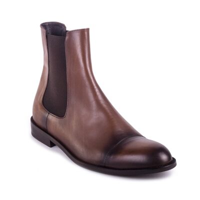Leather Chelsea boots with side elastic castagna color (BACAP-CASTAGNA)