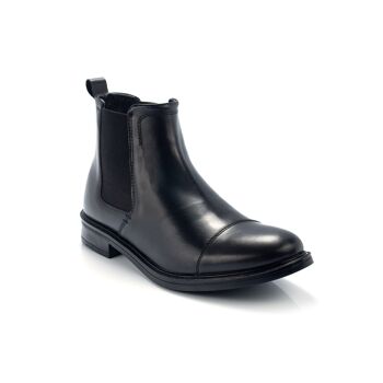 Bottines Chelsea en cuir noir avec élastique latéral (BRECHELOR-NEGRO) 1