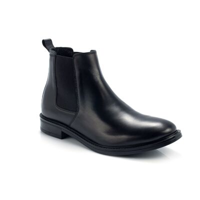 Schwarze Chelsea Boots aus Leder mit seitlichem Gummizug (BRESOR-NEGRO)