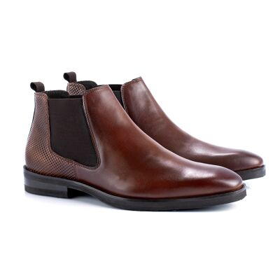 Leather Chelsea boots with side elastic leather color (CANCELUS-CUERO)