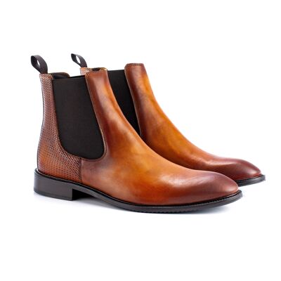Chelsea boots en cuir avec élastique latéral couleur cuir (CAPOTE-LEATHER)