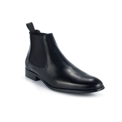 Schwarze Chelsea Boots aus Leder mit seitlichem Gummizug (CHELO-NEGRO)