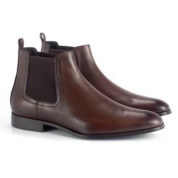 Chelsea boots en cuir avec élastique latéral couleur castagna (CHETRON-CASTAGNA) 1