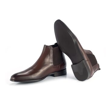 Chelsea boots en cuir avec élastique latéral couleur castagna (CHETRON-CASTAGNA) 3