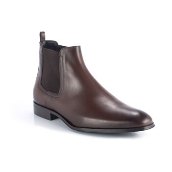 Chelsea boots en cuir avec élastique latéral couleur castagna (CHETRON-CASTAGNA) 4