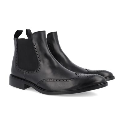 Bottines Chelsea en cuir noir avec élastique latéral (CROBSON-NEGRO)