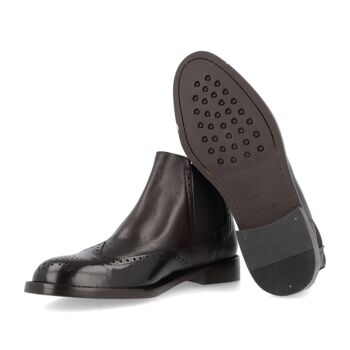 Bottines Chelsea en cuir marron avec élastique latéral (FLORETI-MARRON) 3