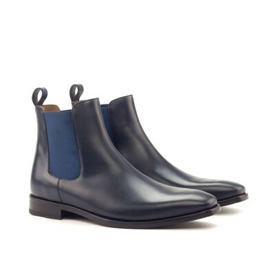 Navy leather Chelsea boots with side elastic (LUCHIATO-NAVY)