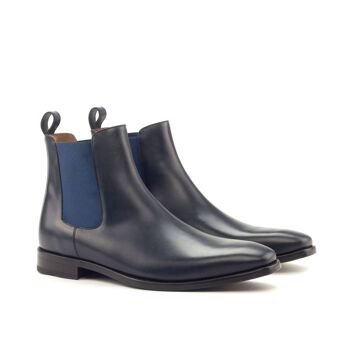 Bottines Chelsea en cuir bleu marine avec élastique latéral (LUCHIATO-NAVY) 1