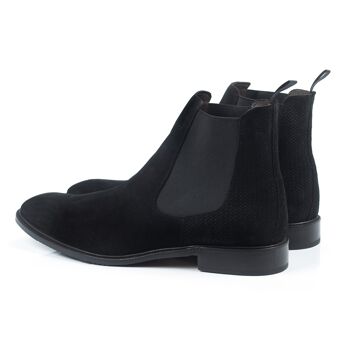 Bottines Chelsea en daim noir avec élastique latéral (SAPOTE-NOIR) 1