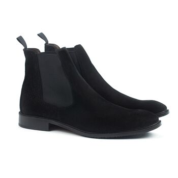 Bottines Chelsea en daim noir avec élastique latéral (SAPOTE-NOIR) 2