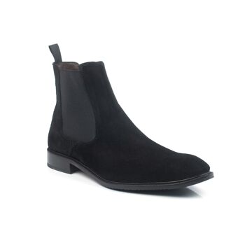 Bottines Chelsea en daim noir avec élastique latéral (SAPOTE-NOIR) 4