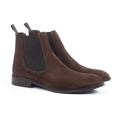 Brown suede Chelsea boots with side elastic (SAPOTE-BROWN)