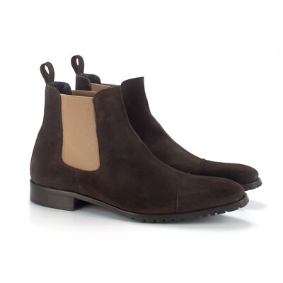 Bottines Chelsea en daim marron avec élastique latéral (SELUX-MARRON)