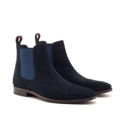 Navy suede Chelsea boots with side elastic (SELUX-NAVY)