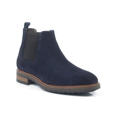 Suede Chelsea boots with navy side elastic (SERGE-MARINO)