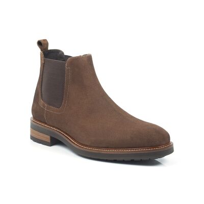 Taupe suede Chelsea boots with side elastic (SERGE-TOPO)