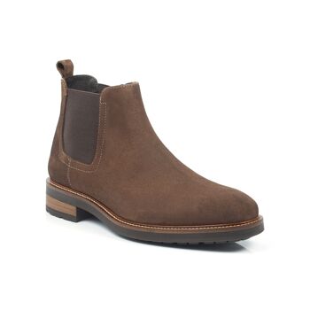 Bottines Chelsea en daim taupe avec élastique latéral (SERGE-TOPO) 1