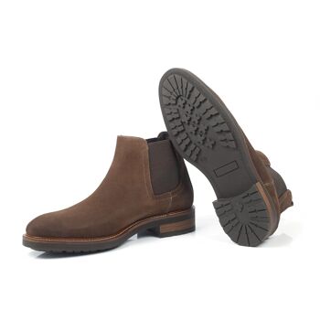 Bottines Chelsea en daim taupe avec élastique latéral (SERGE-TOPO) 4