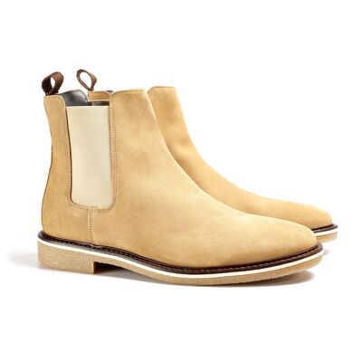 Sand suede Chelsea boots with side elastic (SOMINE-ARENA)