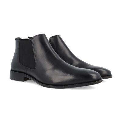 Bottines Chelsea en cuir noir avec élastique latéral (TANNER-NEGRO)