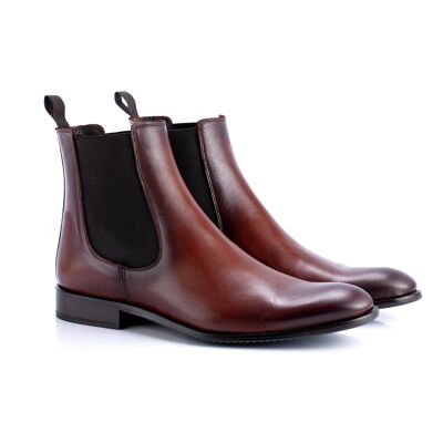 Leather Chelsea boots with brandy side elastic (TILECRA-BRANDY)