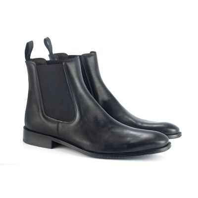 Black leather Chelsea boots with side elastic (TILECRA-NEGRO)