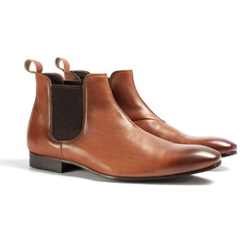 Bottines Chelsea en cuir élastique latéral acajou (VACALF-CAOBA) 1