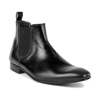 Black leather Chelsea boots with side elastic (VACALF-NEGRO)