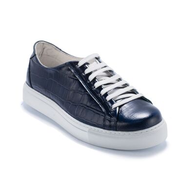 Sneaker in pelle macinata blu navy (CROCA-MARINO)