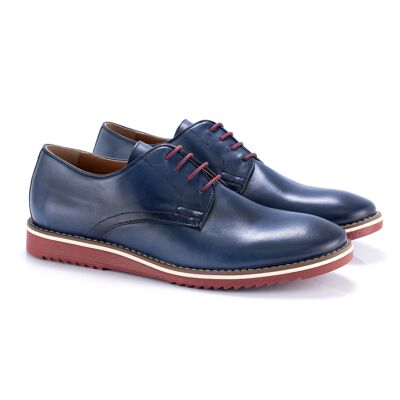 Leather sneaker with contrasting navy sole (DANTOS-NAVY)