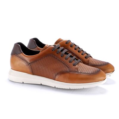 Faded leather trainers in leather-brown color (LIDICO-CUERO-MARRON)