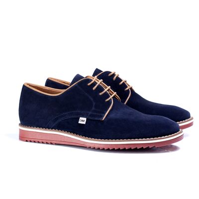 Suede sneakers with contrasting blue laces (SANTOS-AZUL-300)