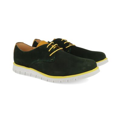 Suede trainers with green-yellow leather lace (SEXTO-GREEN-YELLOW)