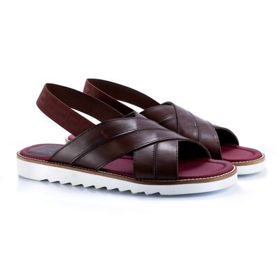 Sandalias de piel trenzado color marron (DISNAR-MARRON)