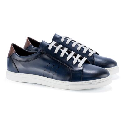 Navy smooth leather sneakers (LABAY-NAVY)