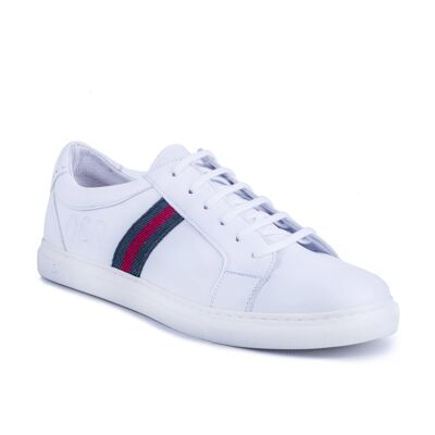 White leather sneakers with side elastic (NACHO-BLANCO)
