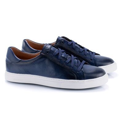 Sneakers de piel liso color azul (PACALO-AZUL)