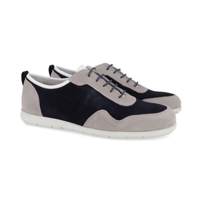 Sneakers in suede tritato blu-perla (SERTRICO-AZUL-300-PERLA)